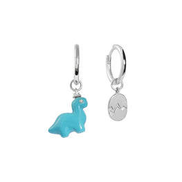 Baby Dino Brontosaurus Huggie Earrings - Silver