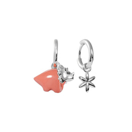 Baby Dino Triceratops Huggie Earrings - Silver