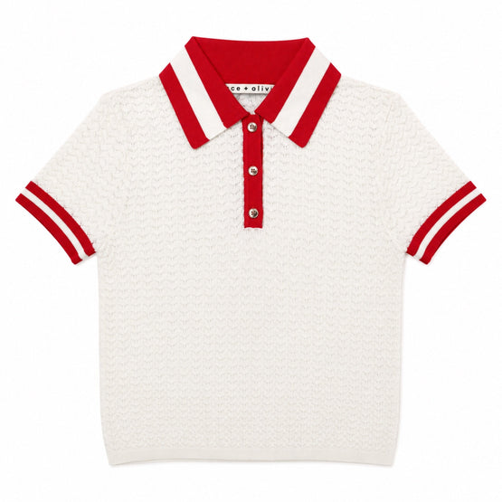 Women Martha Pointelle Polo - White [價格已含稅]