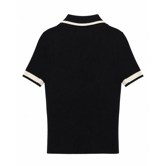 Women Pia Btn Dwn Knit Ss Polo - Black/Multi [價格已含稅]