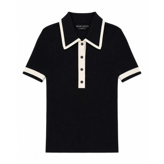 Women Pia Btn Dwn Knit Ss Polo - Black/Multi [價格已含稅]