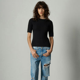 Women 097 Cashmere Short Sleeve - Black