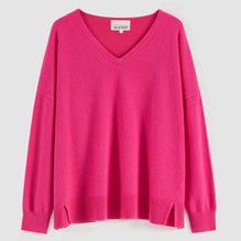 Women 103 Cashmere Blend Classic V Neck - Pink Passion