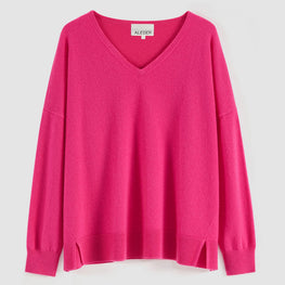 Women 103 Cashmere Blend Classic V Neck - Pink Passion