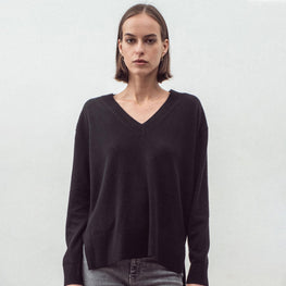 Women N.21 Cashmere Long Line V Neck - Black