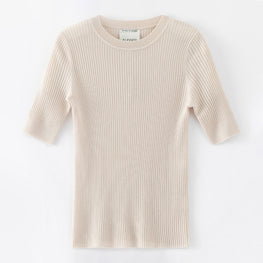 Women N.139 Skinny Rib S/S Crew - Light Shell
