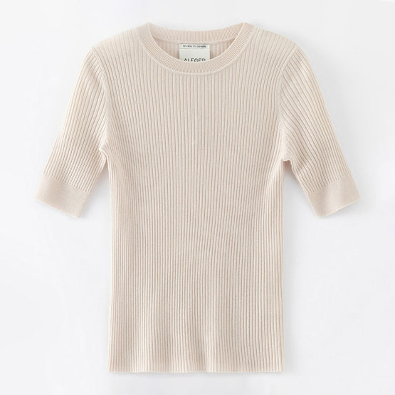 Women N.139 Skinny Rib S/S Crew - Light Shell