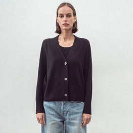Women 145 Cashmere Seam Detail Cardi - Black