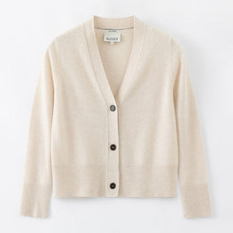 Women 145 Cashmere Seam Detail Cardi - Pearl Shell