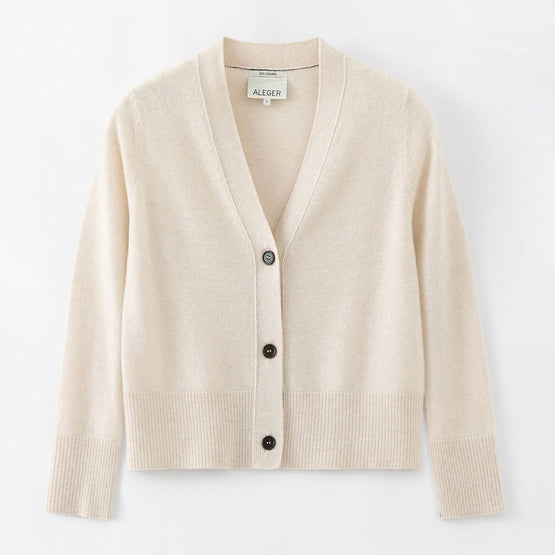 Women 145 Cashmere Seam Detail Cardi - Pearl Shell