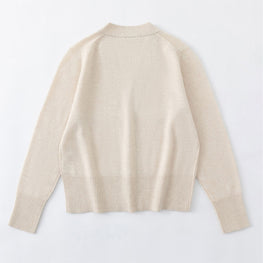 Women 145 Cashmere Seam Detail Cardi - Pearl Shell