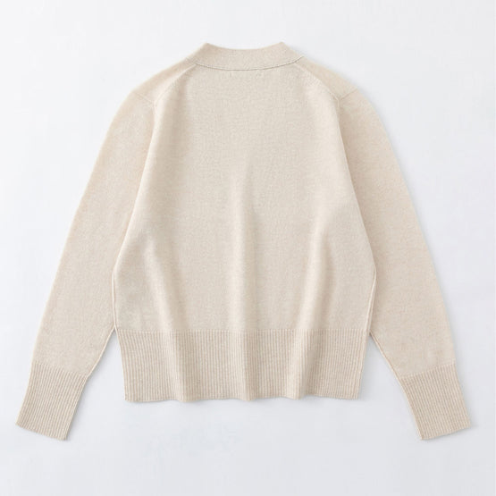 Women 145 Cashmere Seam Detail Cardi - Pearl Shell