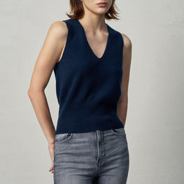 Women 180 Cashmere Classic Tank - French Navy