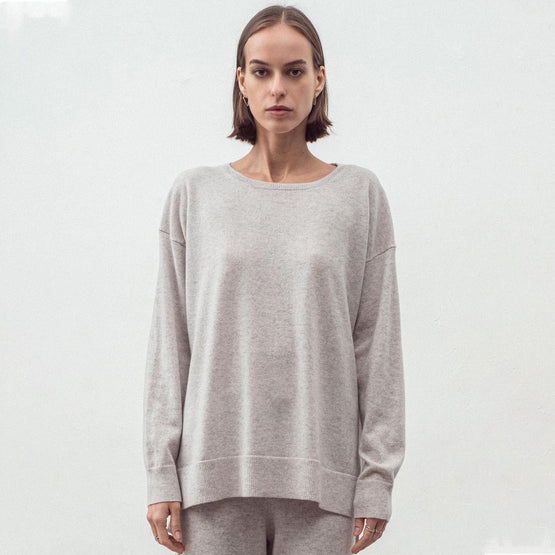 Women N.184 Long Line Slouch Crew - Frost