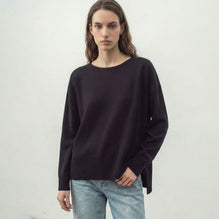 Women N.184 Long Line Slouch Crew - Black