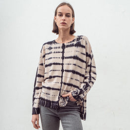 Women N.184d Long Line Dye Slouch Crew - Shell Lead