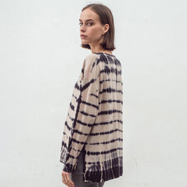 Women N.184d Long Line Dye Slouch Crew - Shell Lead