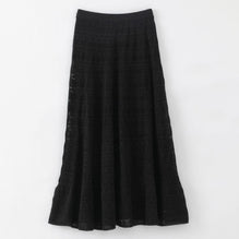 Women N.267 Sparkly Lace Knit Skirt - Black