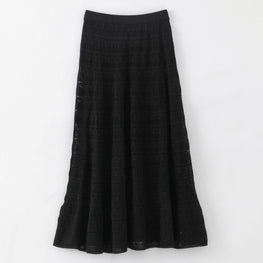 Women N.267 Sparkly Lace Knit Skirt - Black