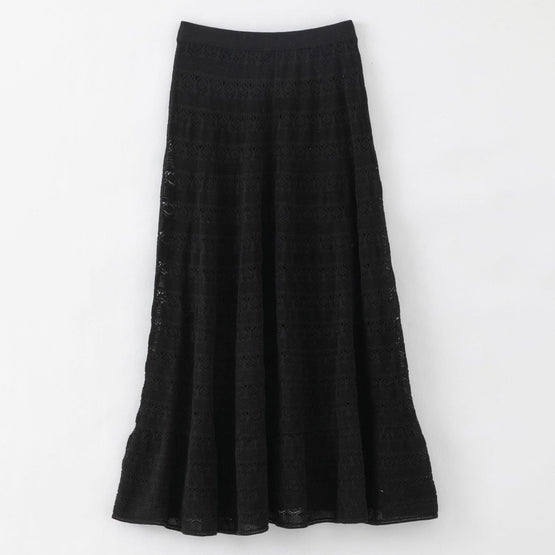 Women N.267 Sparkly Lace Knit Skirt - Black