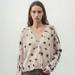 Women 275 Cashmere Featherweight Cardi - Pearl Guernica