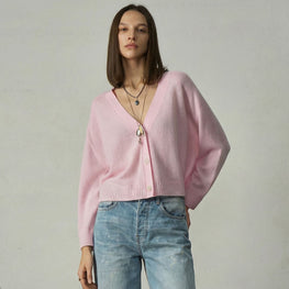 Women 275 Cashmere Featherweight Cardi - Pearl Pink