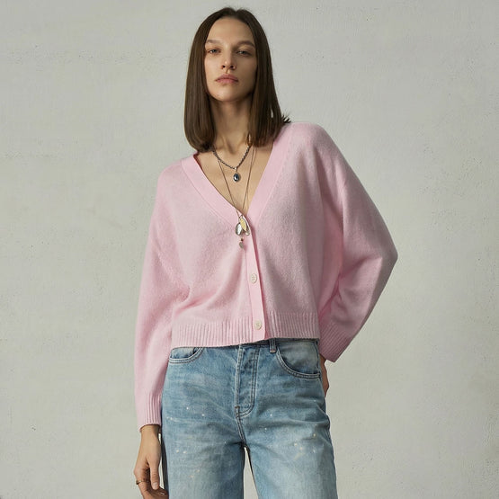 Women 275 Cashmere Featherweight Cardi - Pearl Pink