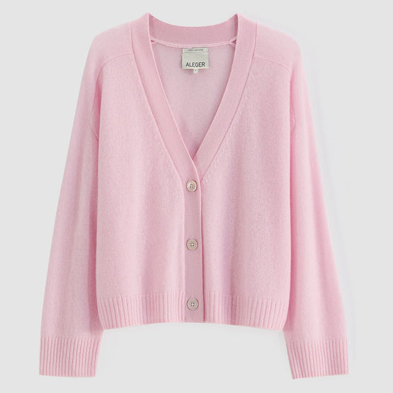 Women 275 Cashmere Featherweight Cardi - Pearl Pink