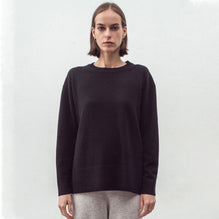 Women 284 Cashmere Long Line Crew - Black