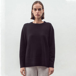 Women 284 Cashmere Long Line Crew - Black