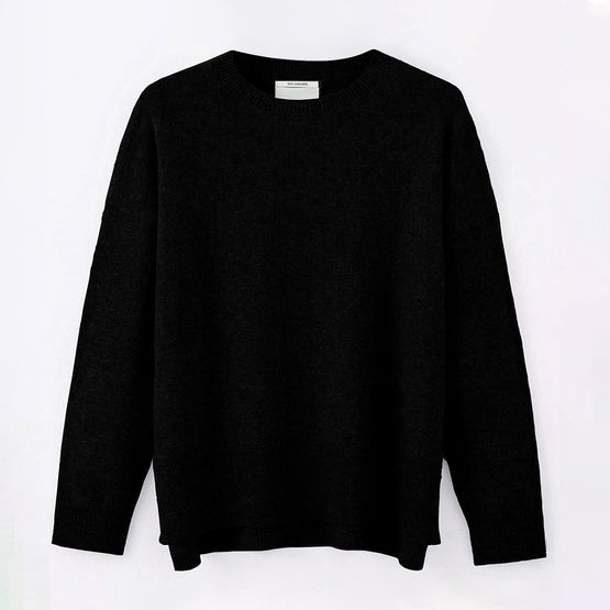 Women 284 Cashmere Long Line Crew - Black