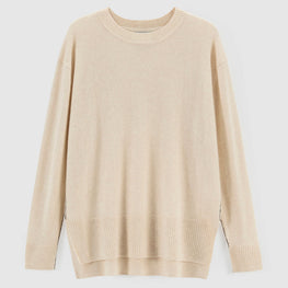 Women 284 Cashmere Long Line Crew - Pearl Shell