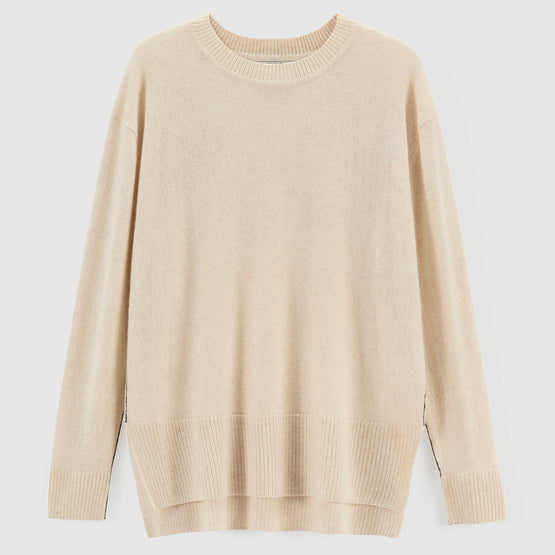 Women 284 Cashmere Long Line Crew - Pearl Shell
