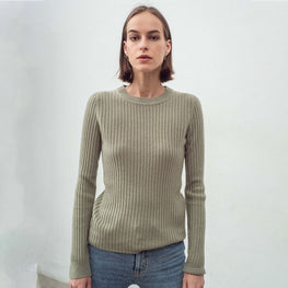 Women N.289 Cashmere Ribbed Long Sleeve Dms - Dark Moss