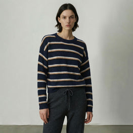 Women 294 Arcadia Ls Stripe Sweater - Navy Stripe