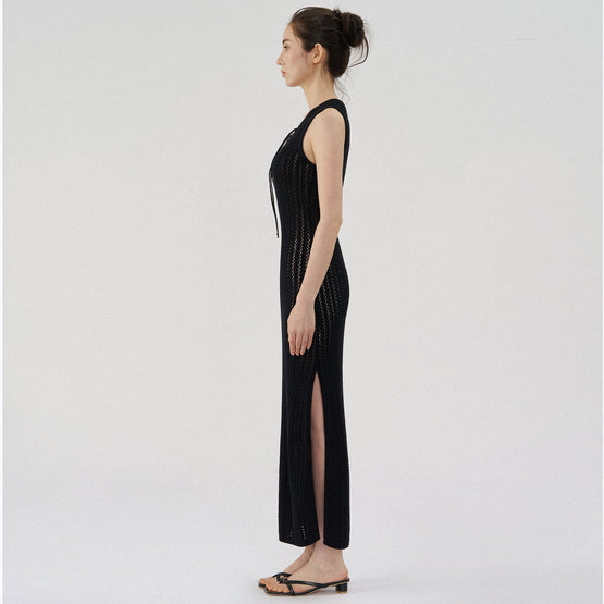 Women N.298 Lace Ribbed Cami Dress - Black