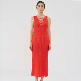 Women N.298 Lace Ribbed Cami Dress - Fire