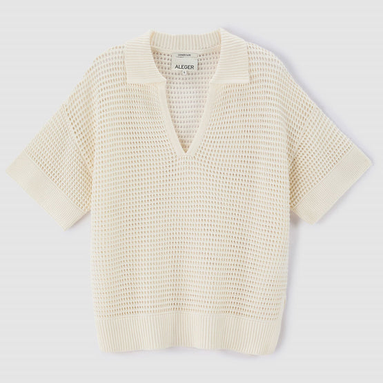 Women N.2305 Open Stitch Polo - Ivory
