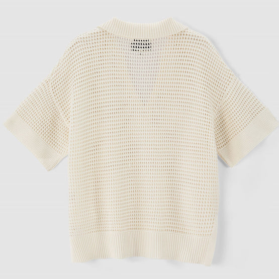 Women N.2305 Open Stitch Polo - Ivory