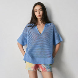 Women N.2305 Open Stitch Polo - Surf