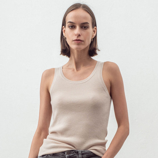 Women N.310 Ribbed Vest - Light Shell
