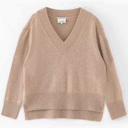 Women N.136 Oversized V Neck - Toffee