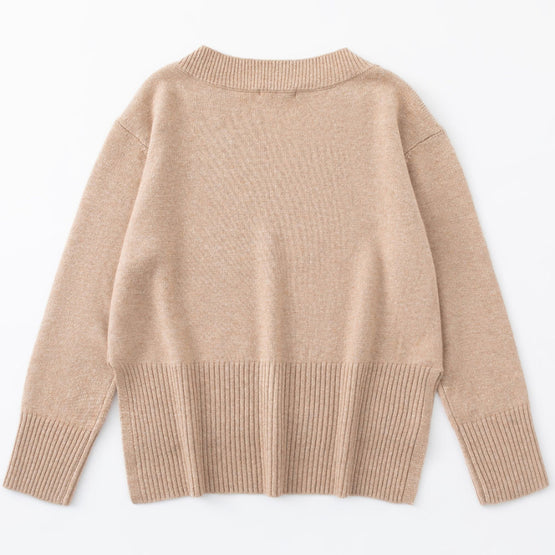 Women N.136 Oversized V Neck - Toffee