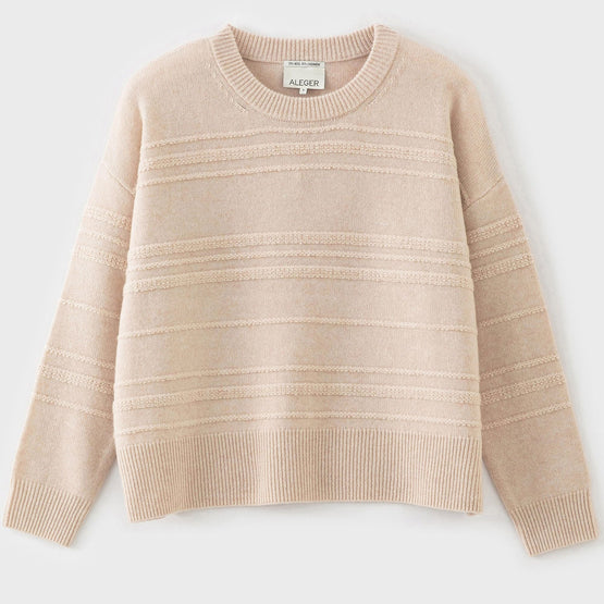 Women Cashmere Blend Loopy Oversized Crew Neck - Shell Beige