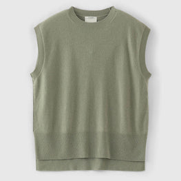 Women N.345 Cashmere Long Line Tank - Dark Moss