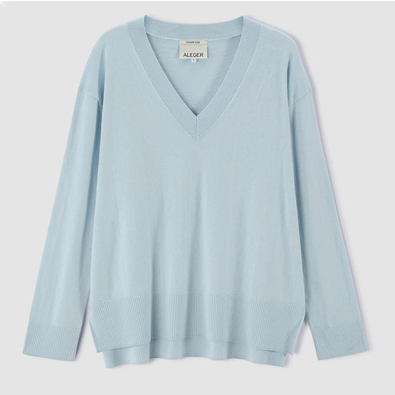 Women N.2404 Long Line V-Neck - Sea Spray