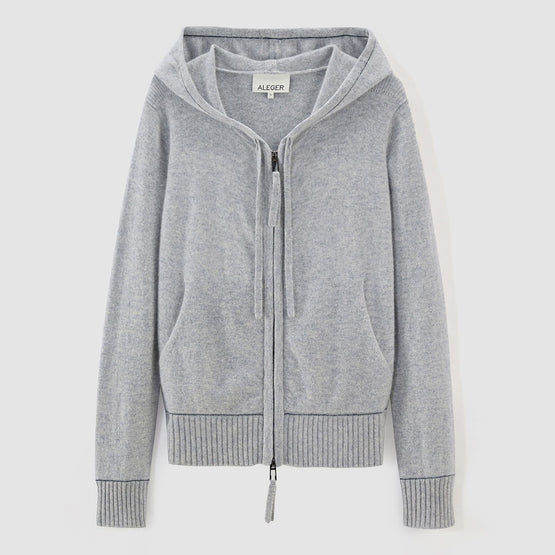 Women 496 Cashmere Blend Weekend Hoody - Polar Grey