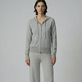 Women 496 Cashmere Blend Weekend Hoody - Polar Grey