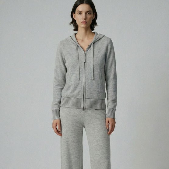 Women 496 Cashmere Blend Weekend Hoody - Polar Grey