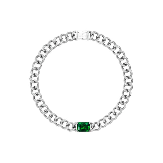 Pet It On Cuban Chain Choker Necklace - Emerald Green